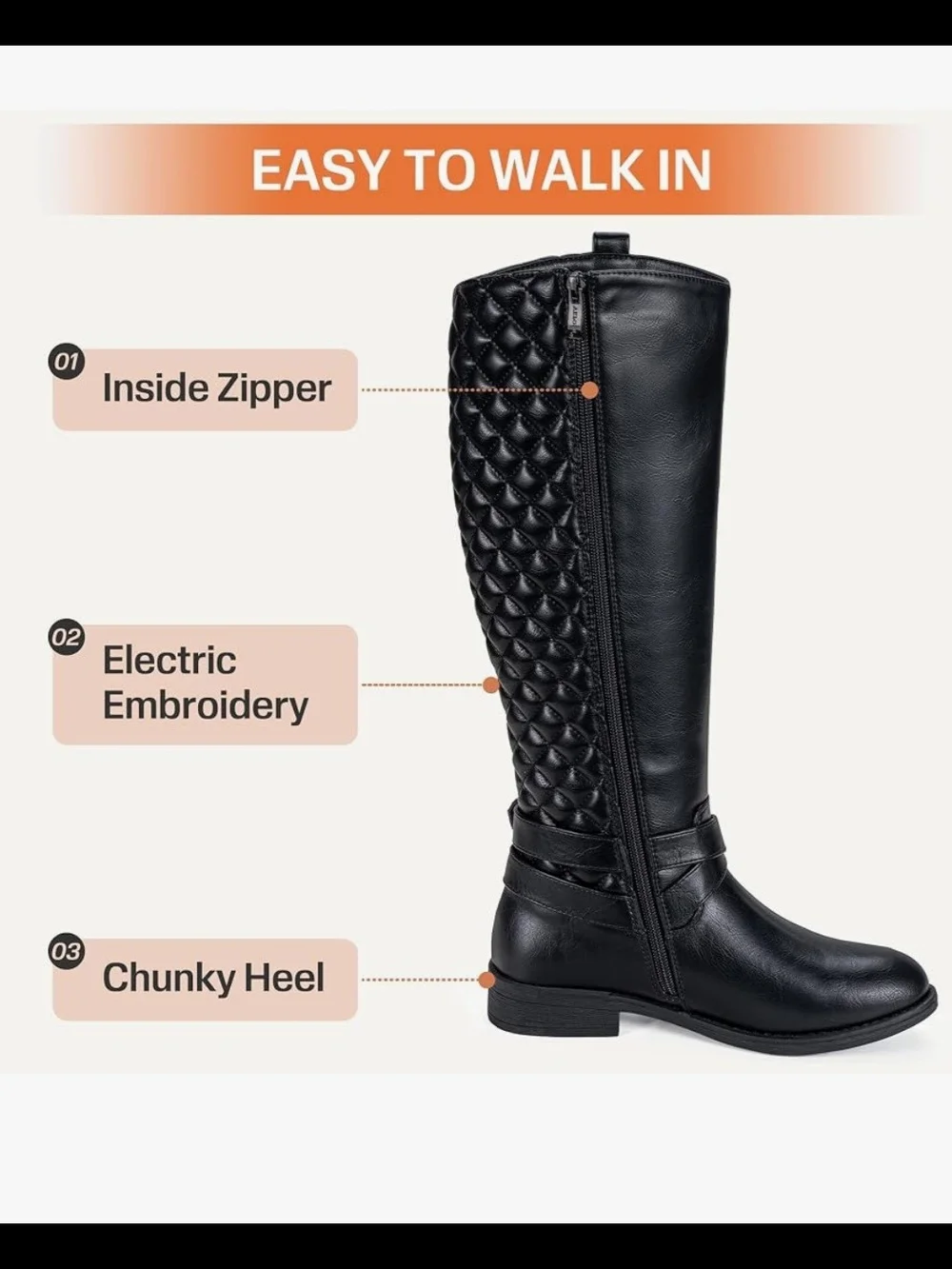 Vepose Black Over-the-Knee Riding Boots